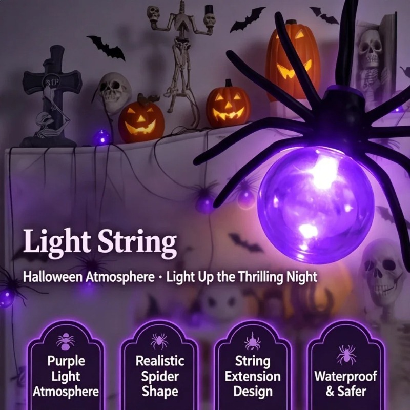 Outdoor Lighting Garden - Battery Powered Spider LED String Lights,