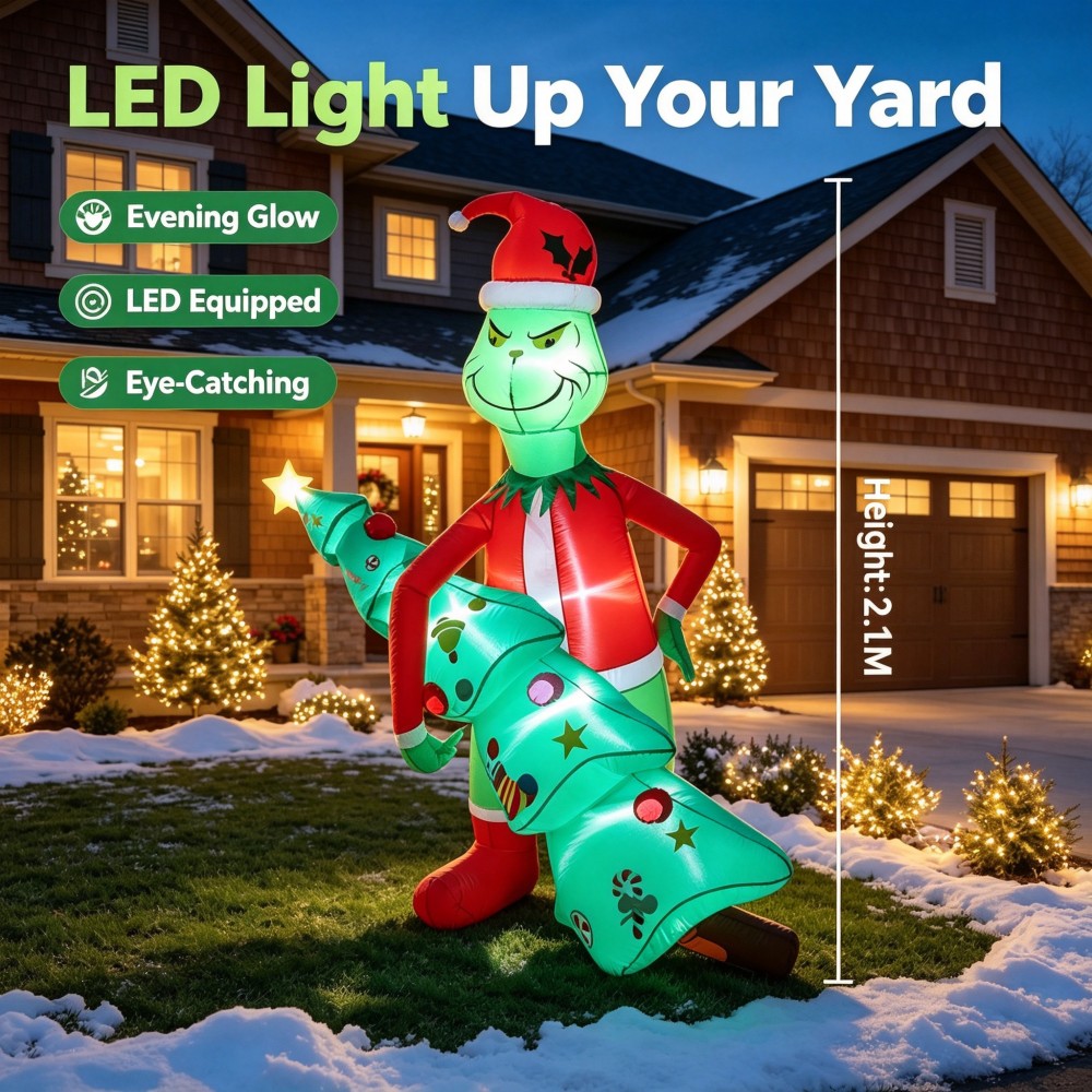 Outdoor Lighting Tree - 6.9FT Giant Inflatable Christmas Tree Built-in