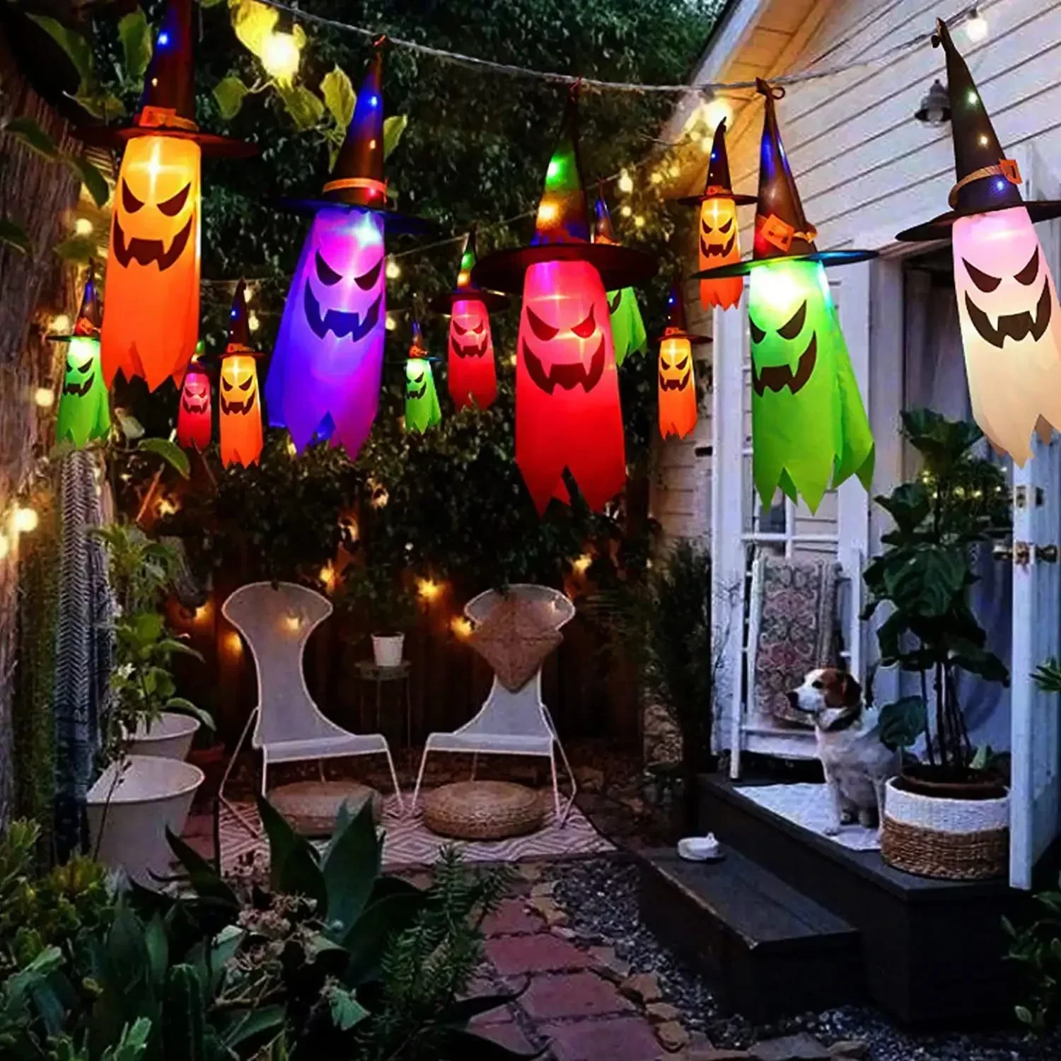 5 Pcs Halloween Witch Hat Stri - огляд і ціна Outdoor Lighting Tree