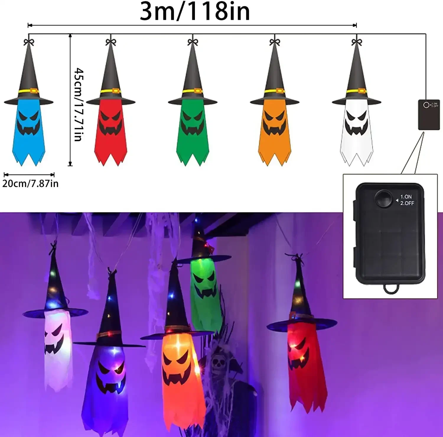 5 Pcs Halloween Witch Hat Stri - огляд і ціна Outdoor Lighting Tree