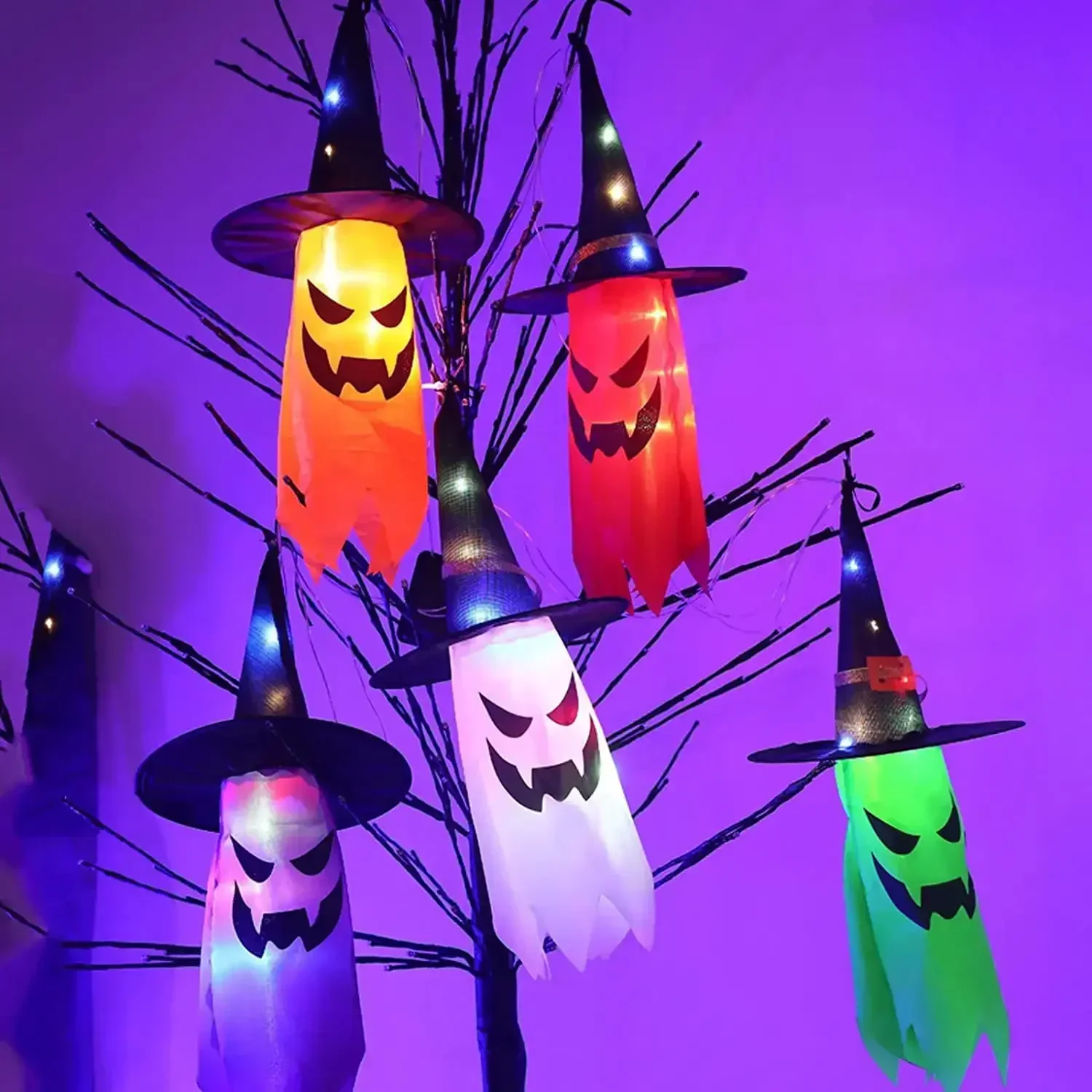 5 Pcs Halloween Witch Hat Stri - огляд і ціна Outdoor Lighting Tree